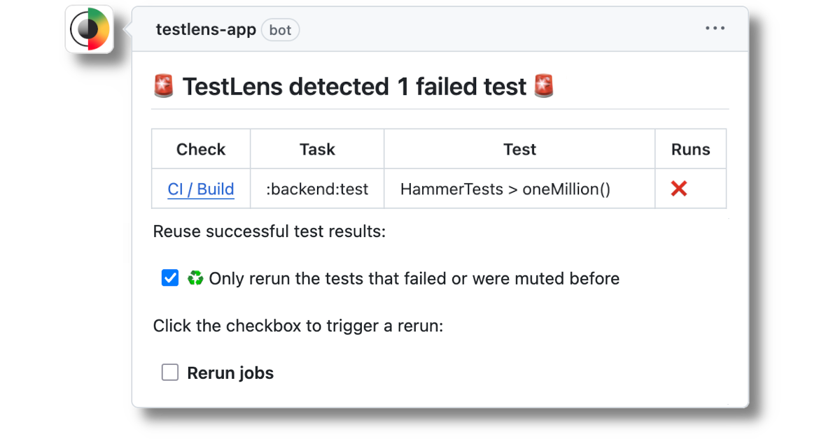 Rerun Pull Request Builds Faster by Reusing Successful Test Results