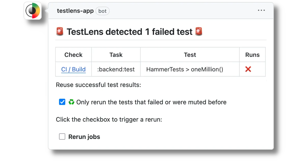 Screenshot of a Pull Request comment.